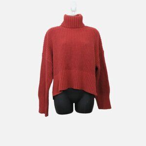 Madewell size Medium Wide Rib Turtleneck Sweater Mauve Pullover Knit Crop NEW